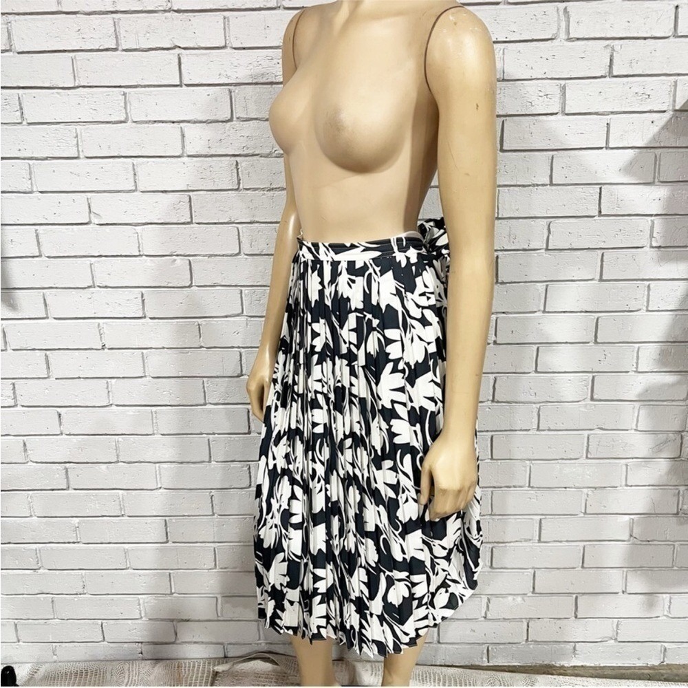 J.Crew 365 Black White Accordion Leaf Pleated Midi Skirt Wedding Guest Summer 6